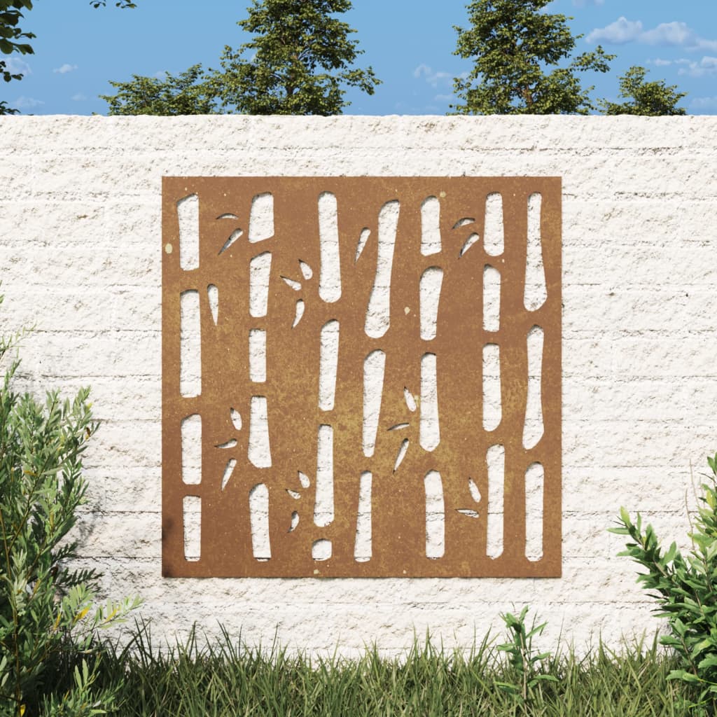 Garden Wall Decoration 55x55 cm Corten Steel Bamboo Design - Brittle & Co