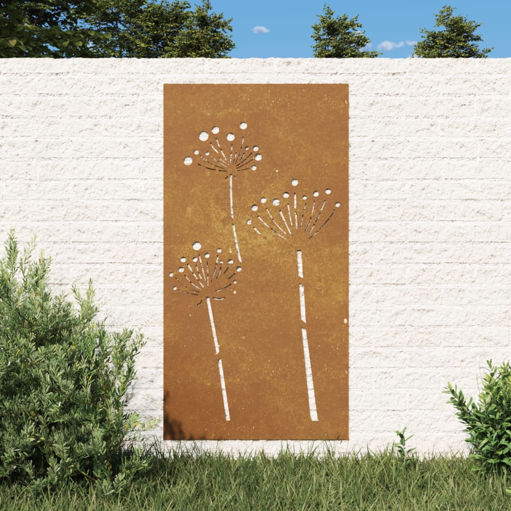 Garden Wall Decoration 105x55 cm Corten Steel Flower Design - Millennium Furniture
