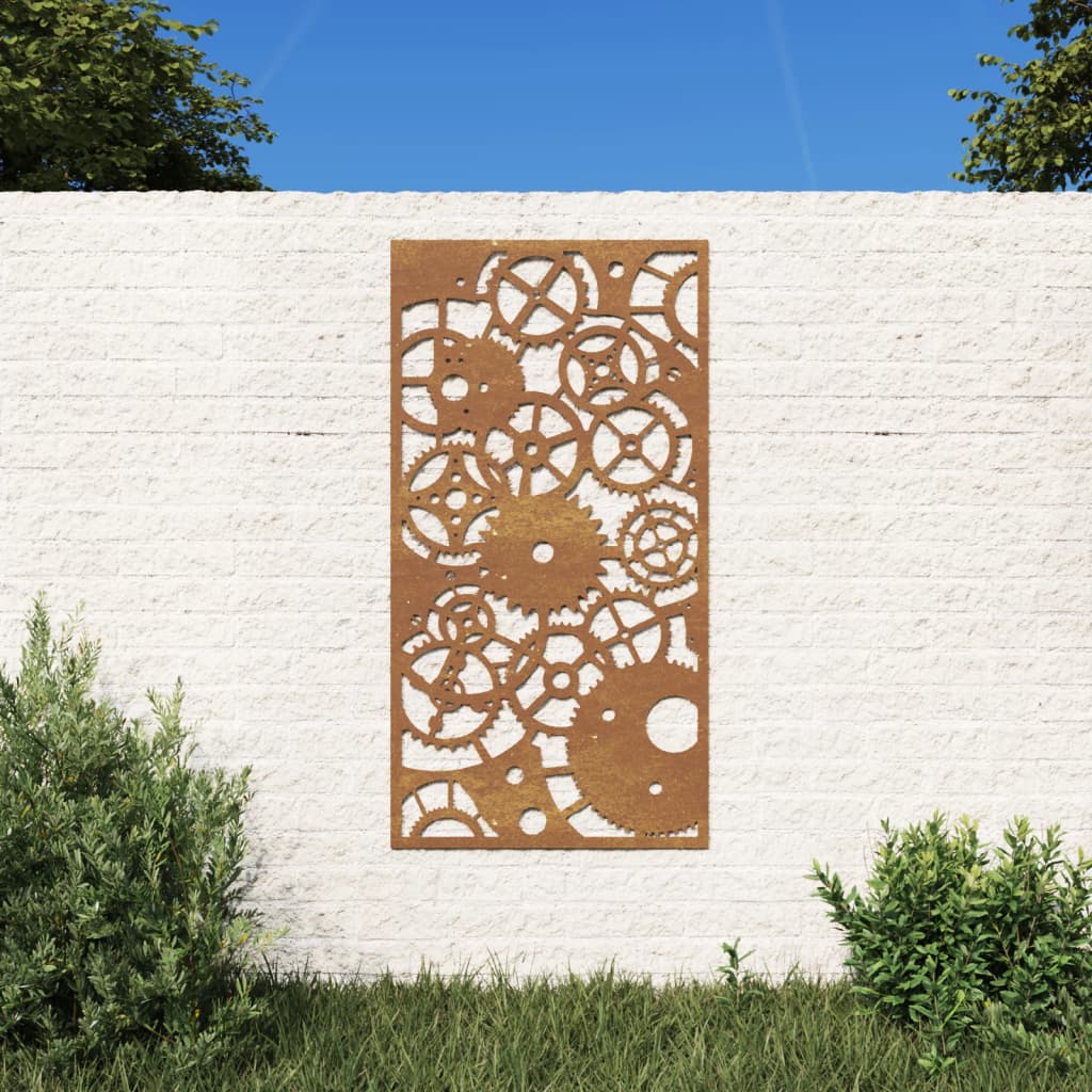 Garden Wall Decoration 105x55 cm Corten Steel Gear Wheel Design - Direct Imports