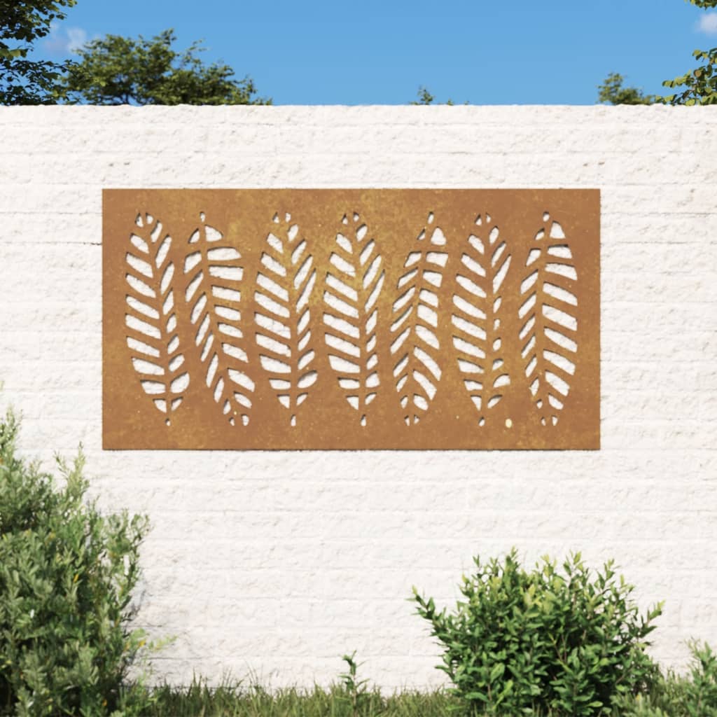 Garden Wall Decoration 105x55 cm Corten Steel Leaf Design - Casper Homes