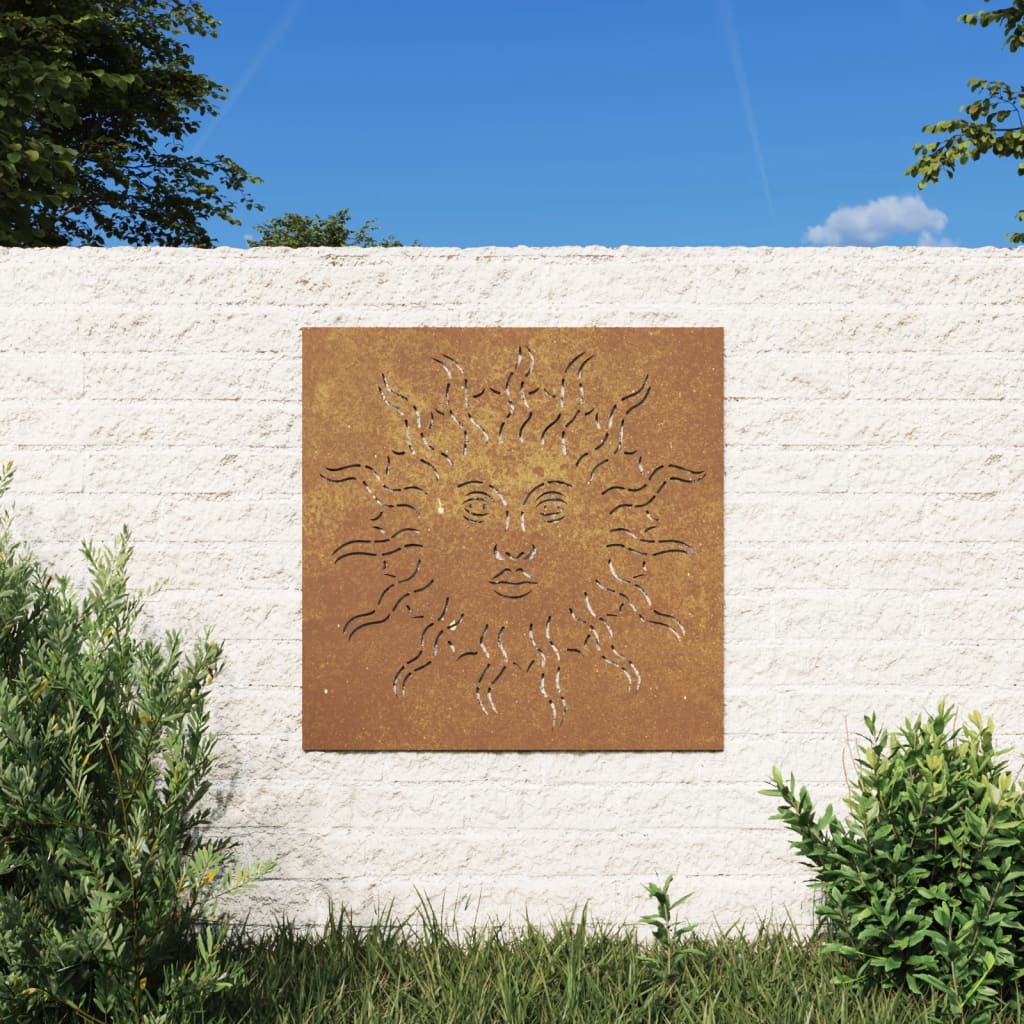 Garden Wall Decoration 55x55 cm Corten Steel Sun Design - Direct Imports
