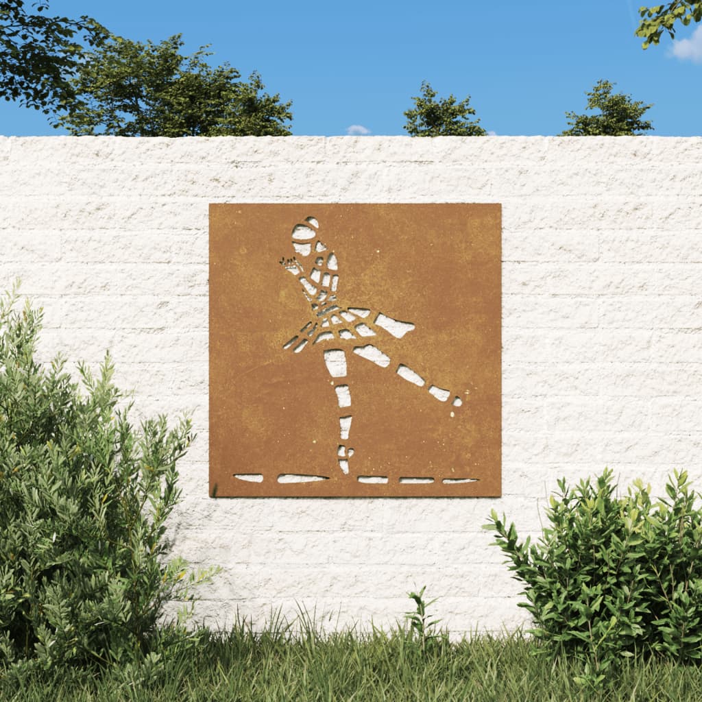 Garden Wall Decoration 55x55 cm Corten Steel Ballet Dancer Design - R and M Furniture