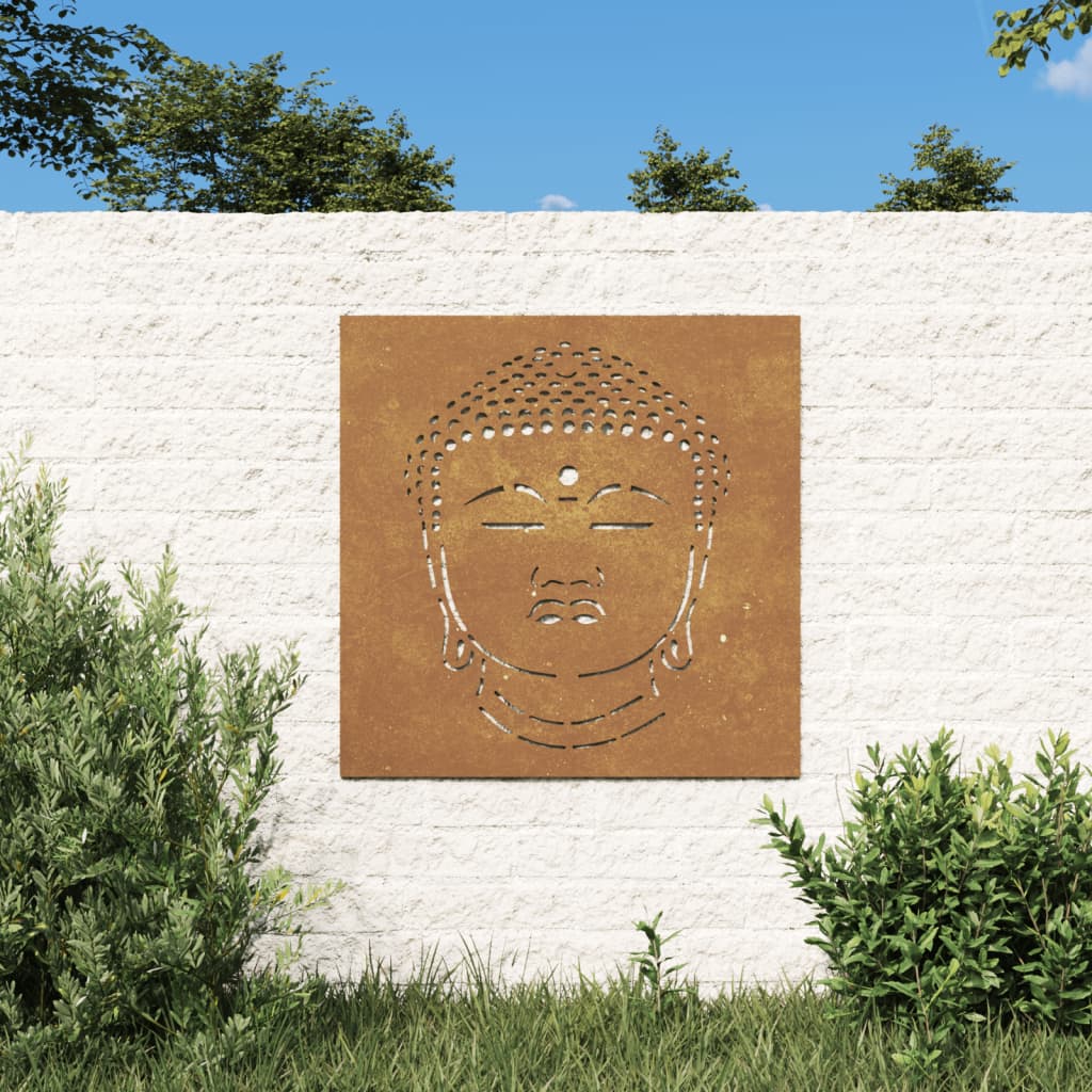 Garden Wall Decoration 55x55 cm Corten Steel Buddha Head Design - Merkel Designers