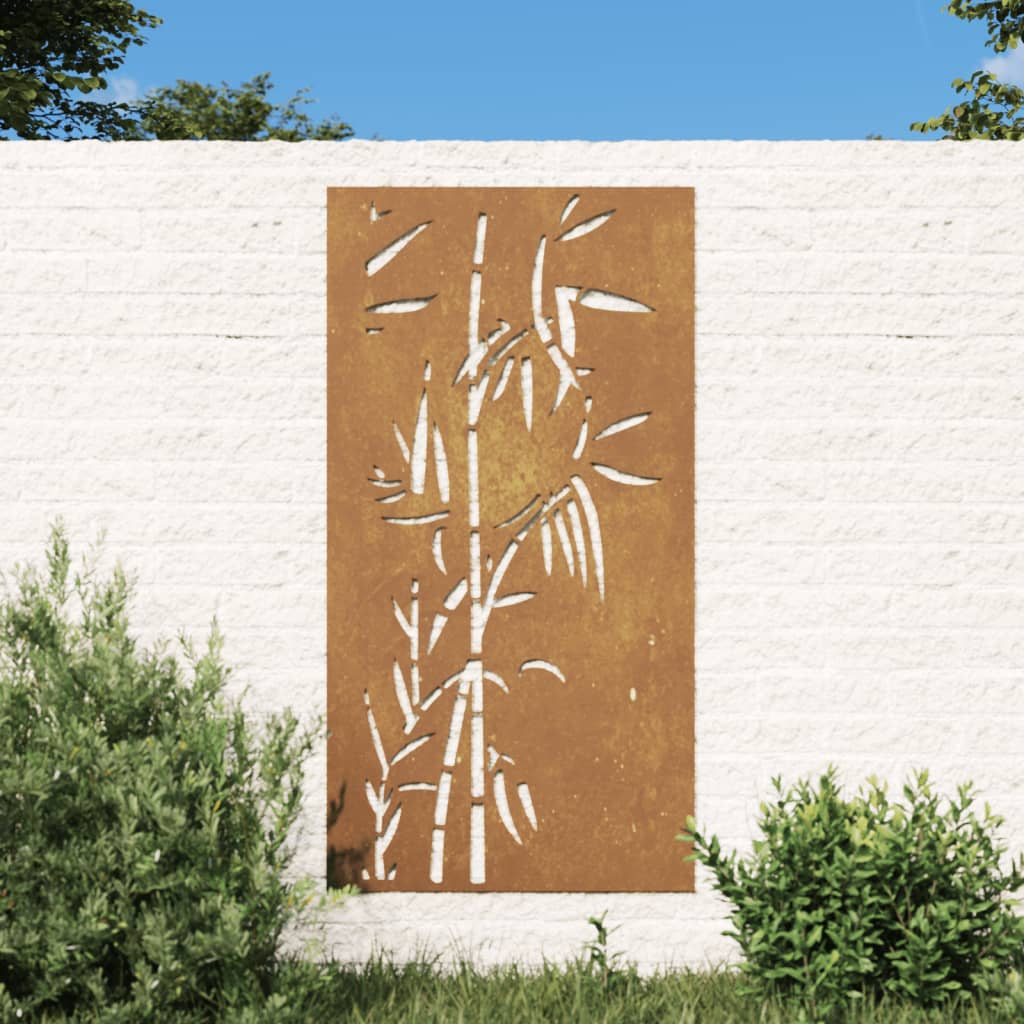 Garden Wall Decoration 105x55 cm Corten Steel Bamboo Design - Merlin Deals