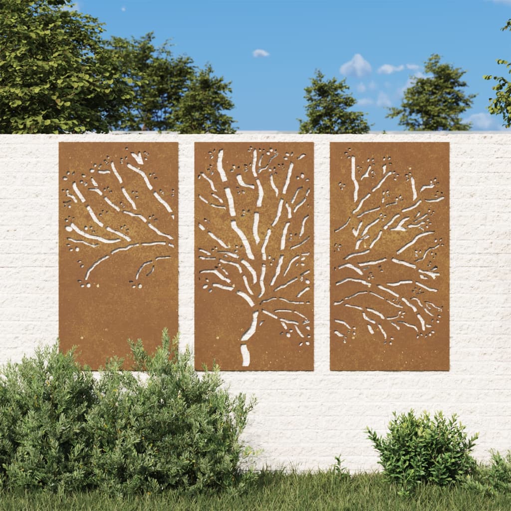 Garden Wall Decorations 3 pcs 105x55 cm Corten Steel Tree Design - Tyrell & Tyrell