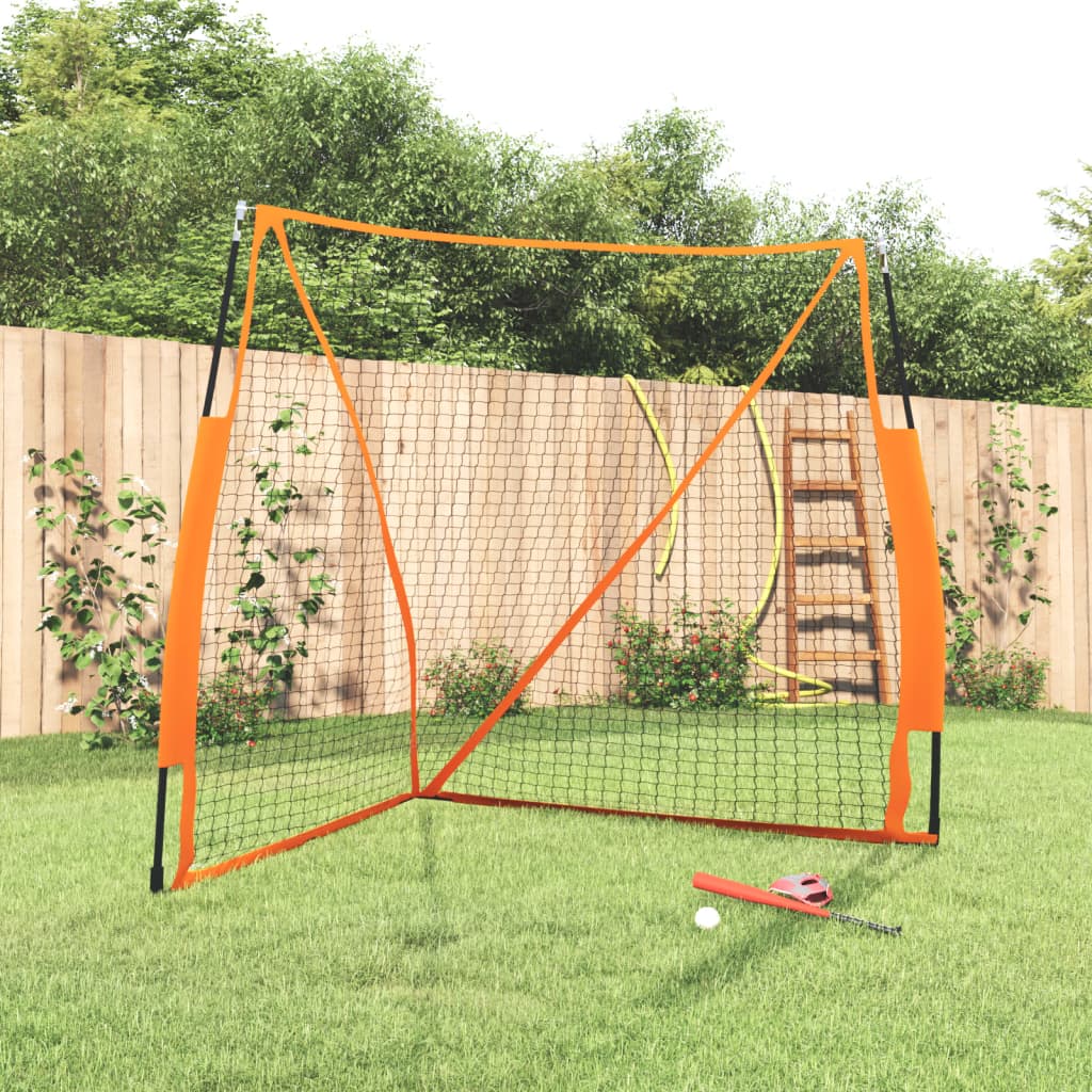 Portable Baseball Net Orange&Black 183x182x183cm Steel&Polyester - Sid & Sam