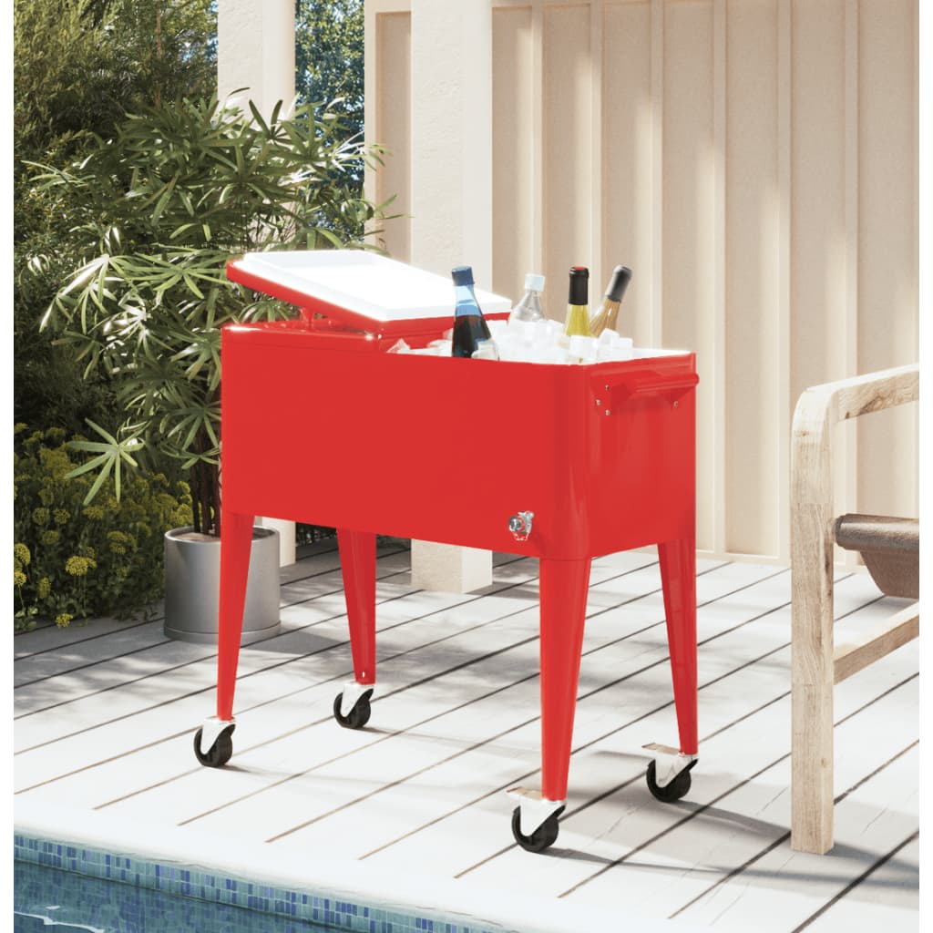 Cooler Cart with Wheels Red 92x43x89 cm - Millennium Furniture