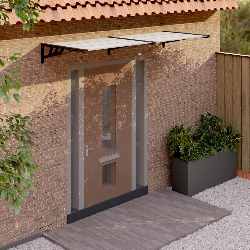 Door Canopy Black and Transparent 239x90 cm Polycarbonate - Merlin Deals