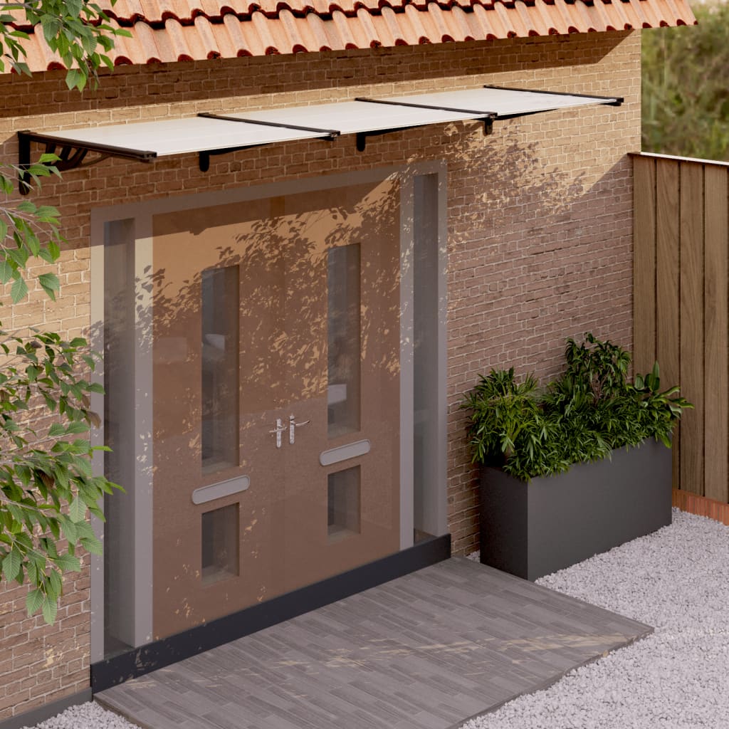 Door Canopy Black and Transparent 297.5x90 cm Polycarbonate - The Home Maker