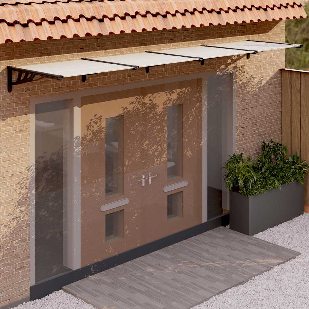 Door Canopy Black and Transparent 396x90 cm Polycarbonate - The Home Maker