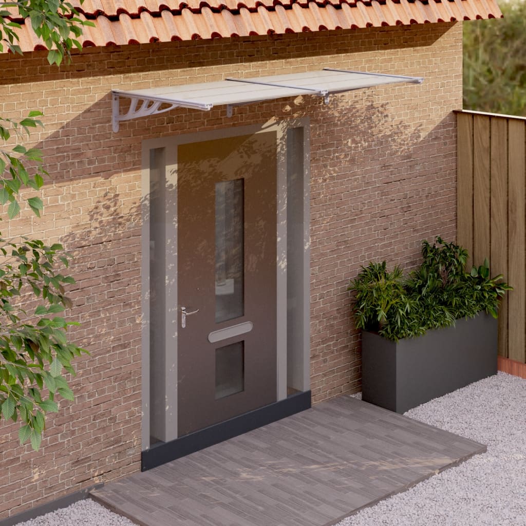 Door Canopy Grey and Transparent 199x90 cm Polycarbonate - Merlin Deals