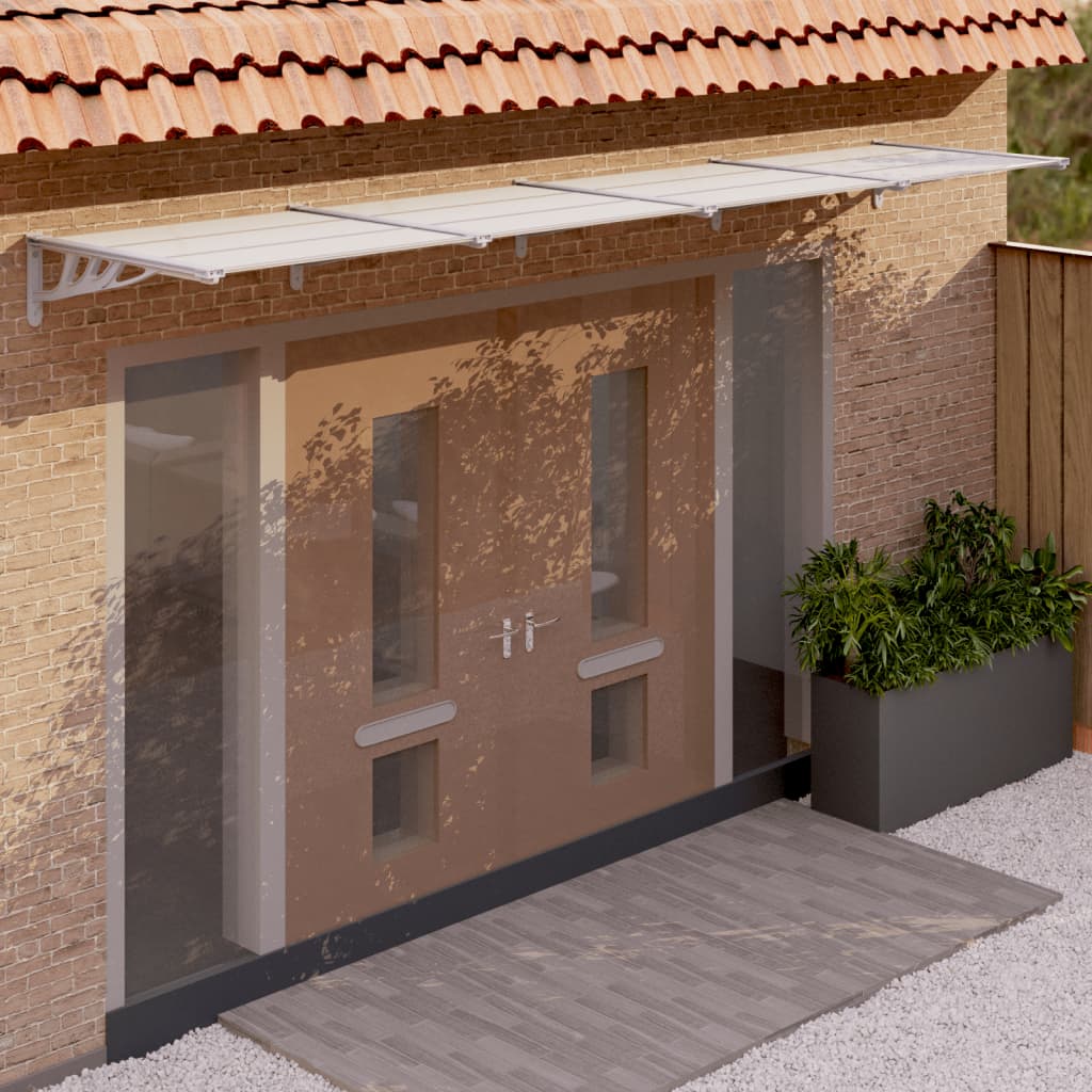Door Canopy Grey and Transparent 396x90 cm Polycarbonate - Casper Homes