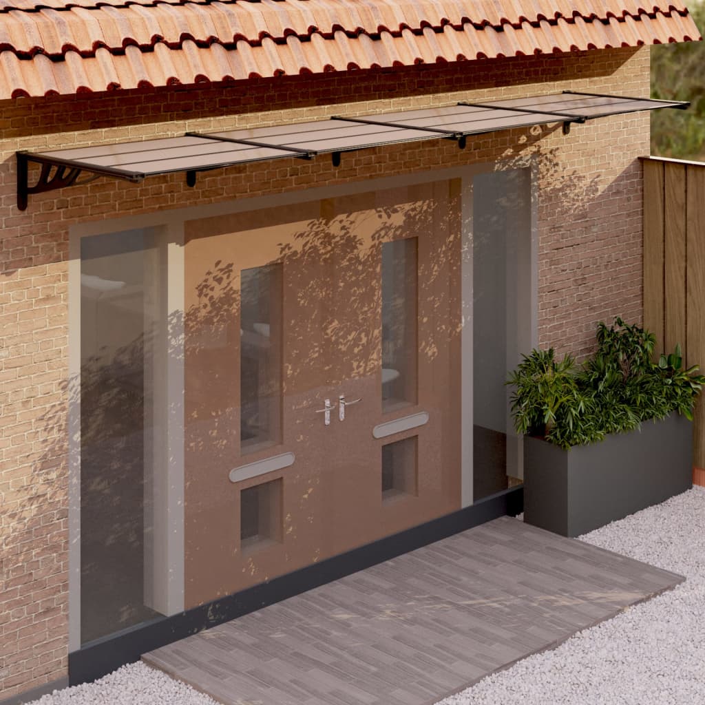 Door Canopy Black 396x90 cm Polycarbonate - Unbeatable Bargains