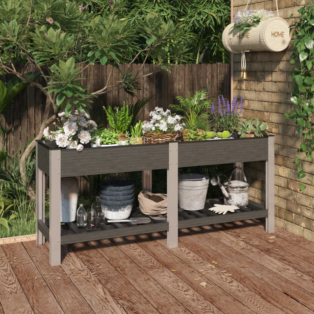SALCOVE Garden Raised Bed with Shelf 175x50x75 cm WPC - Grey - Design Hut
