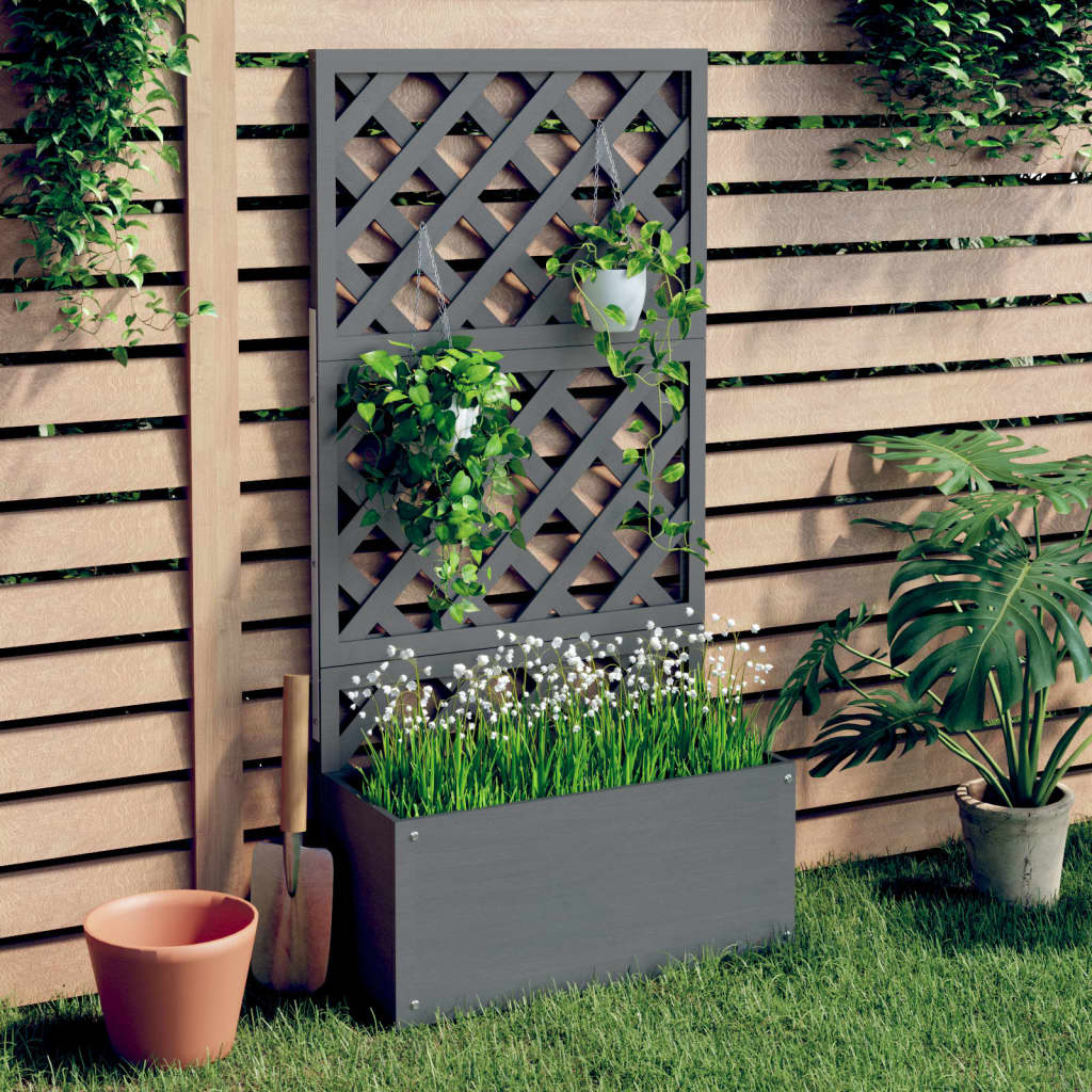 Trellis Planter Grey 65x33x135 cm WPC - Decor Base