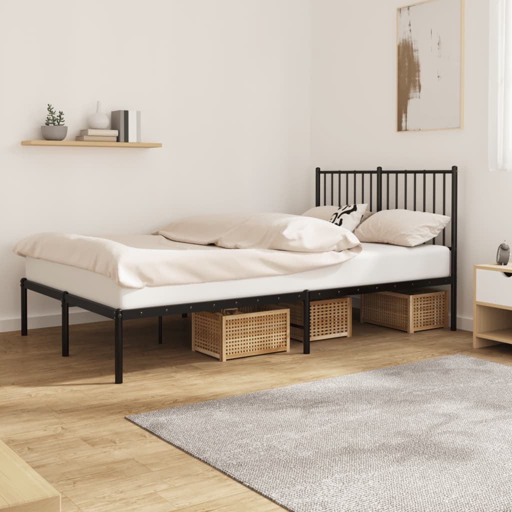 Metal Bed Frame with Headboard Black 120x190 cm Small Double - Tyrell & Tyrell