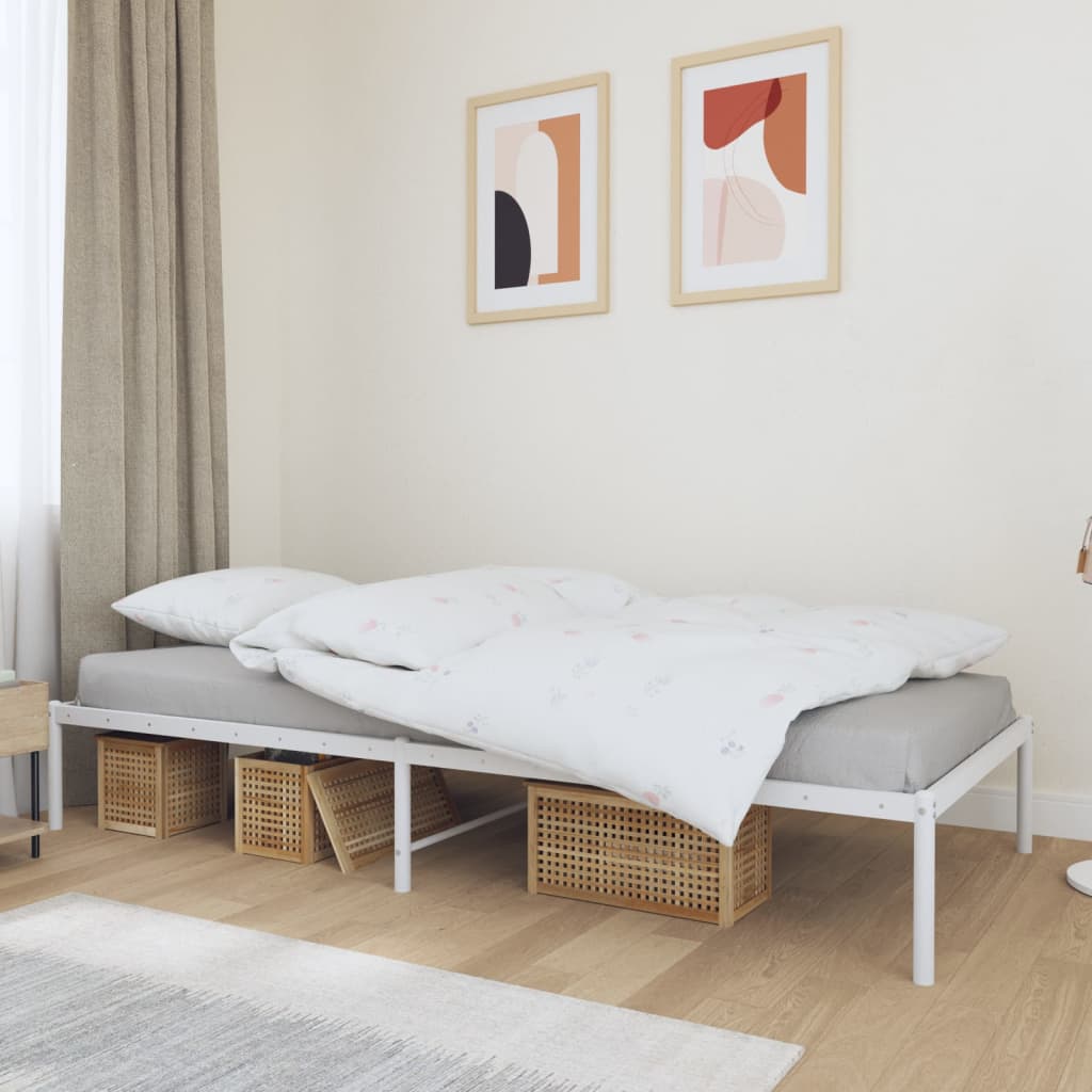 Metal Bed Frame White 100x190 cm - Brittle & Co