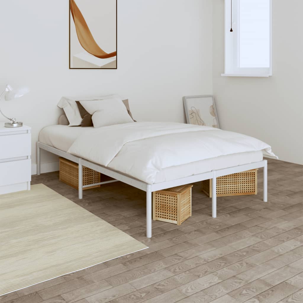 Metal Bed Frame White 120x190 cm Small Double - Sid & Sam