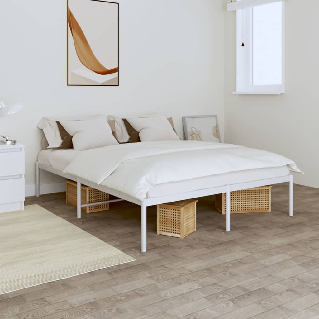 Metal Bed Frame White 140x200 cm - Sid & Sam