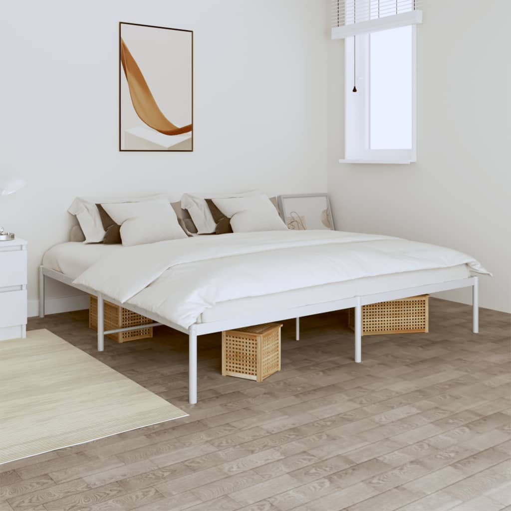 Metal Bed Frame White 180x200 cm Super King - R and M Furniture