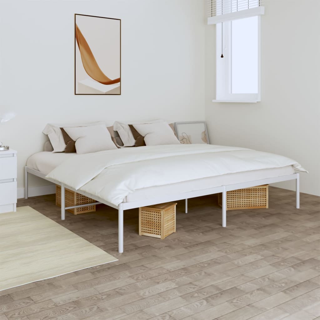 Metal Bed Frame White 193x203 cm - Merlin Deals