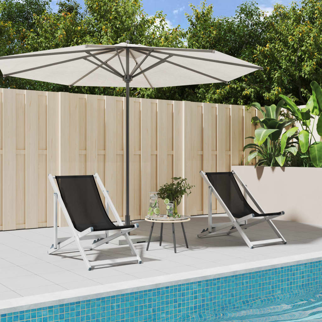 Folding Beach Chairs 2 pcs Black Aluminium and Textilene - Style and Chic