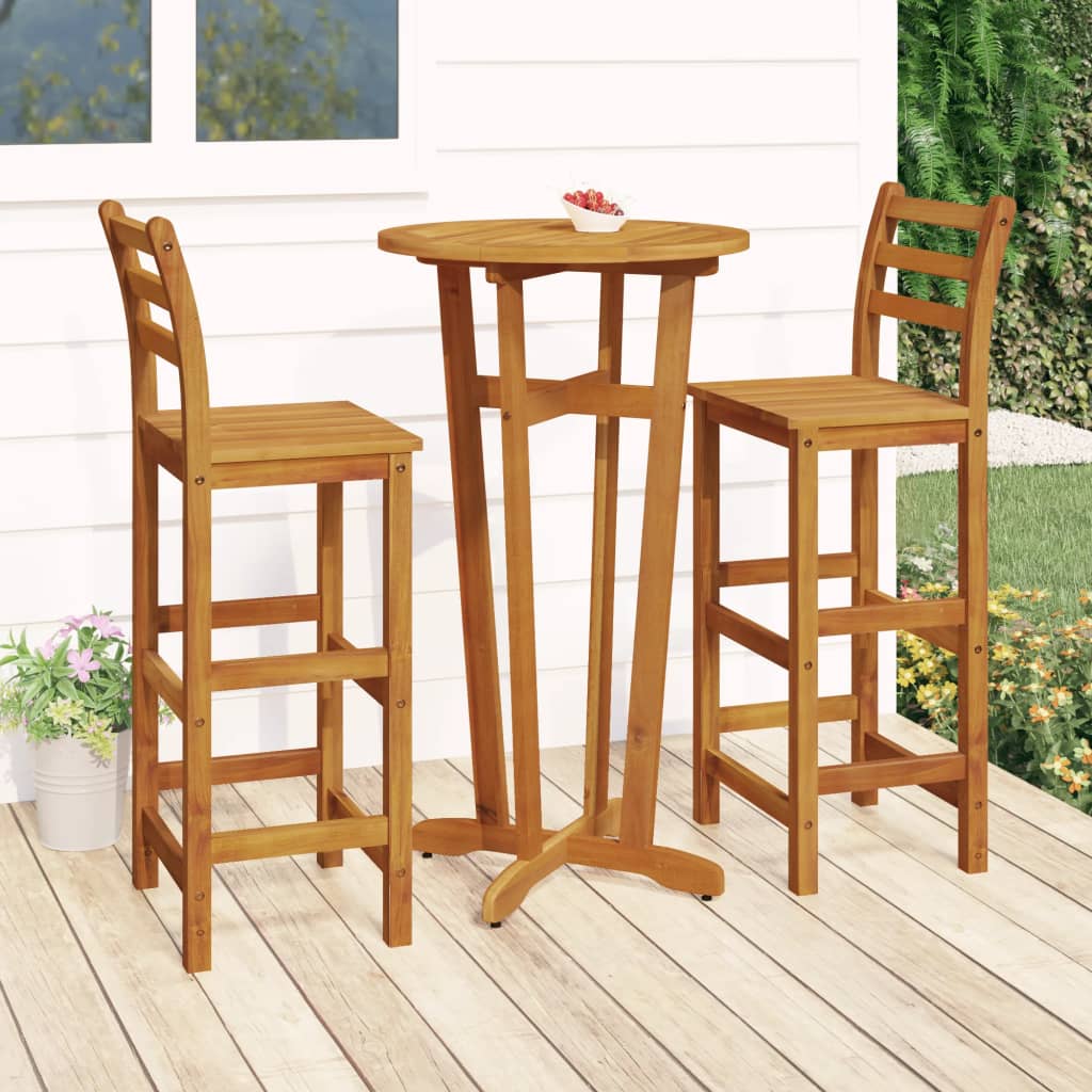 3 Piece Garden Bar Set Solid Wood Acacia - Style and Chic