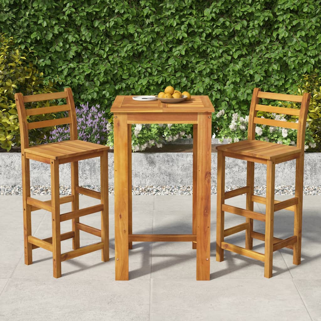 3 Piece Garden Bar Set Solid Wood Acacia - Merkel Designers