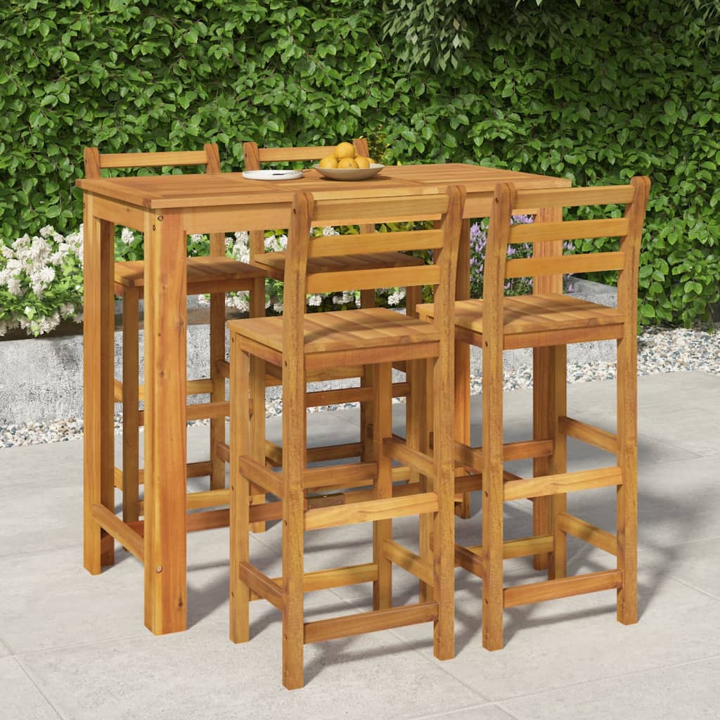 5 Piece Garden Bar Set Solid Wood Acacia - Style and Chic