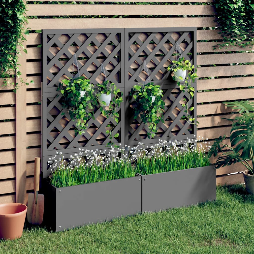 Trellis Planters 2 pcs Grey 65x33x135 cm WPC - Style and Chic