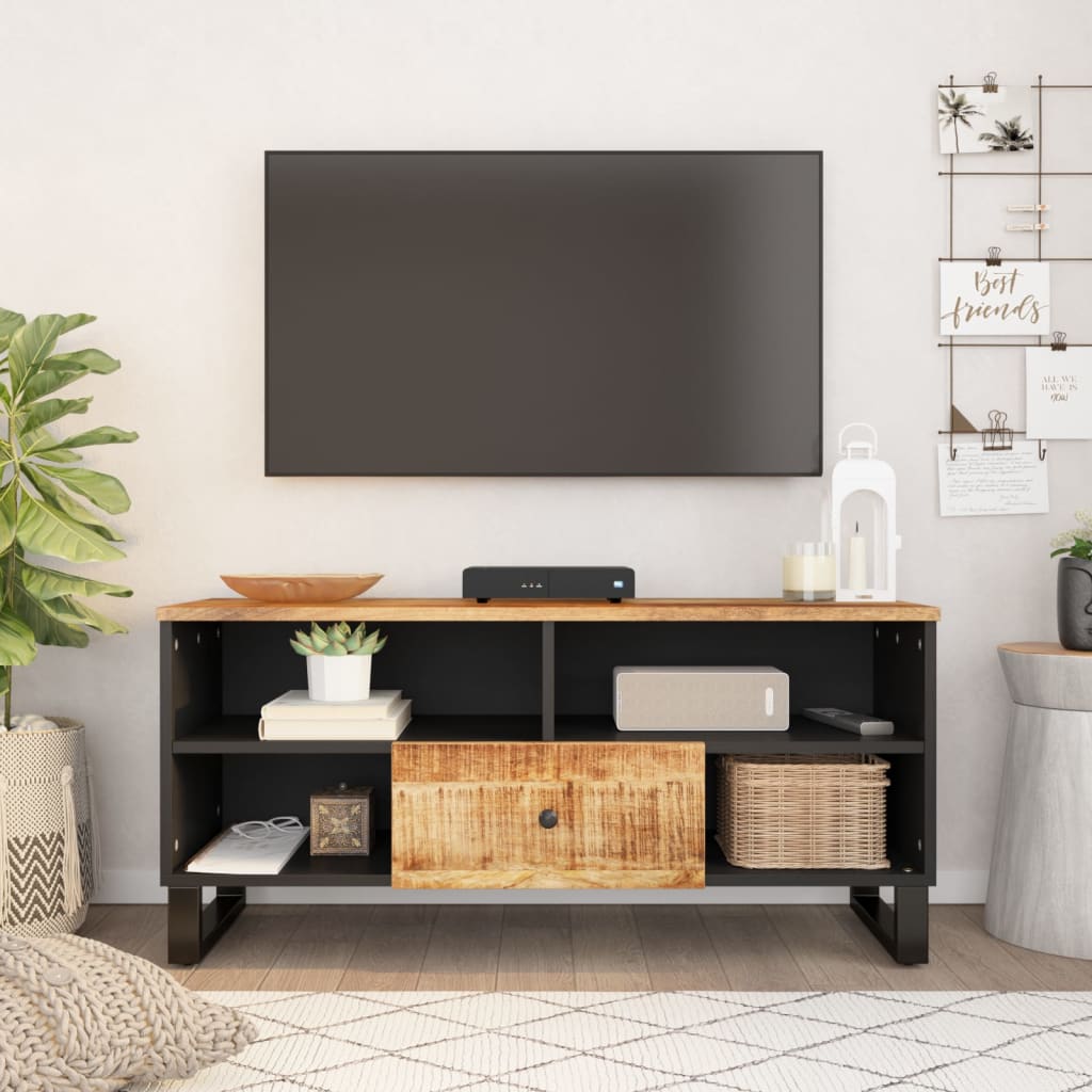TV Cabinet 100x33x46 cm Solid Wood Mango&Engineered Wood - Unbeatable Bargains