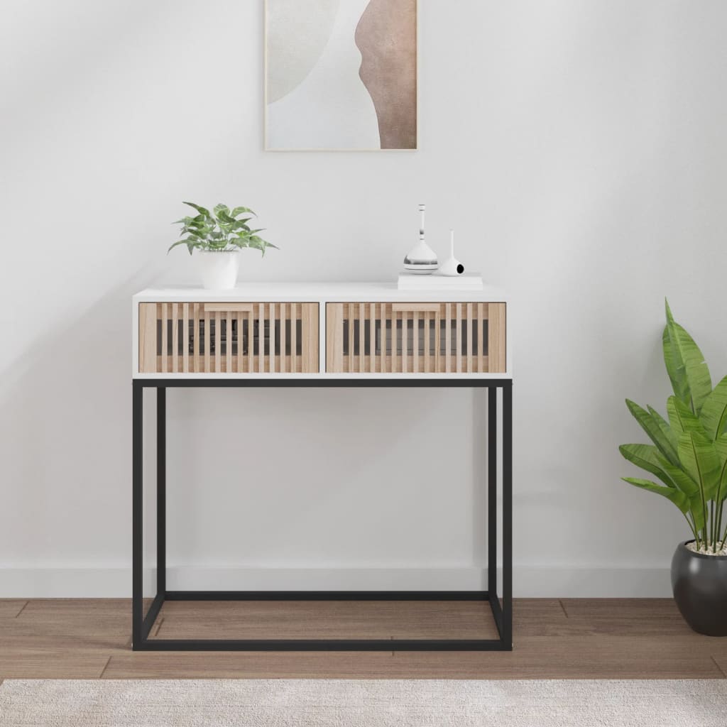 Console Table White 80x30x75 cm Engineered Wood and Iron - Sid & Sam