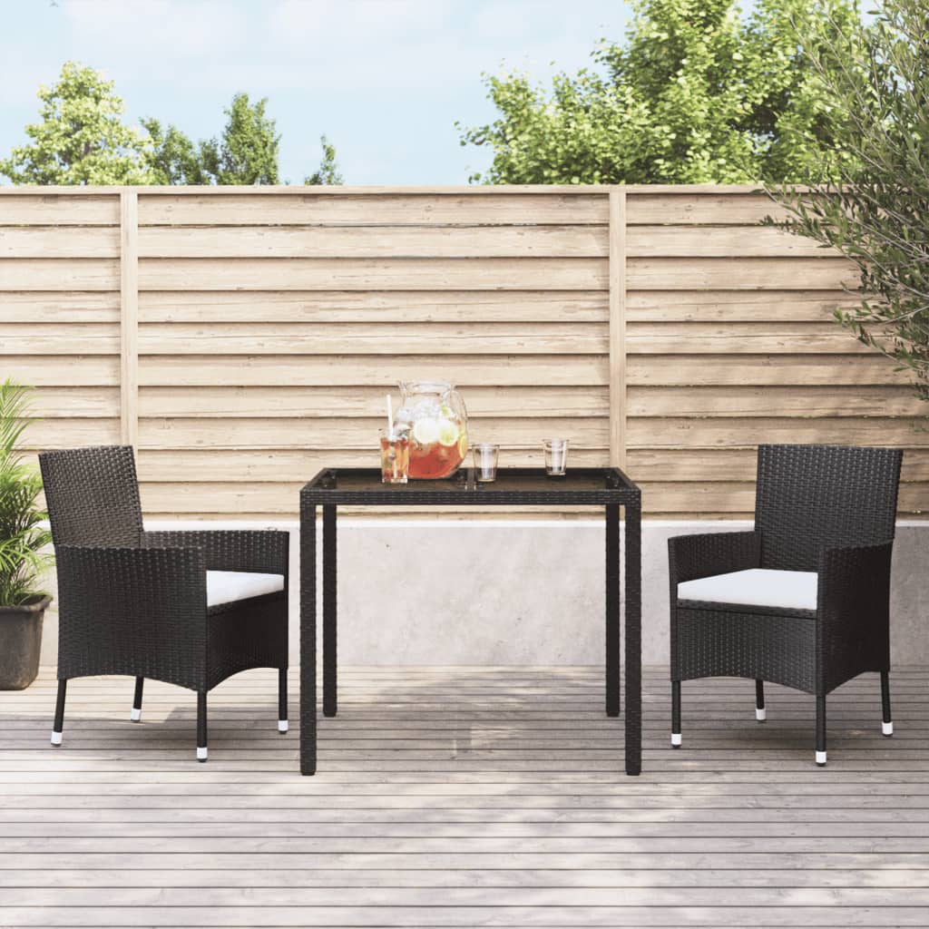 Garden Chairs with Cushions 2 pcs Black Poly Rattan - Millennium Furniture
