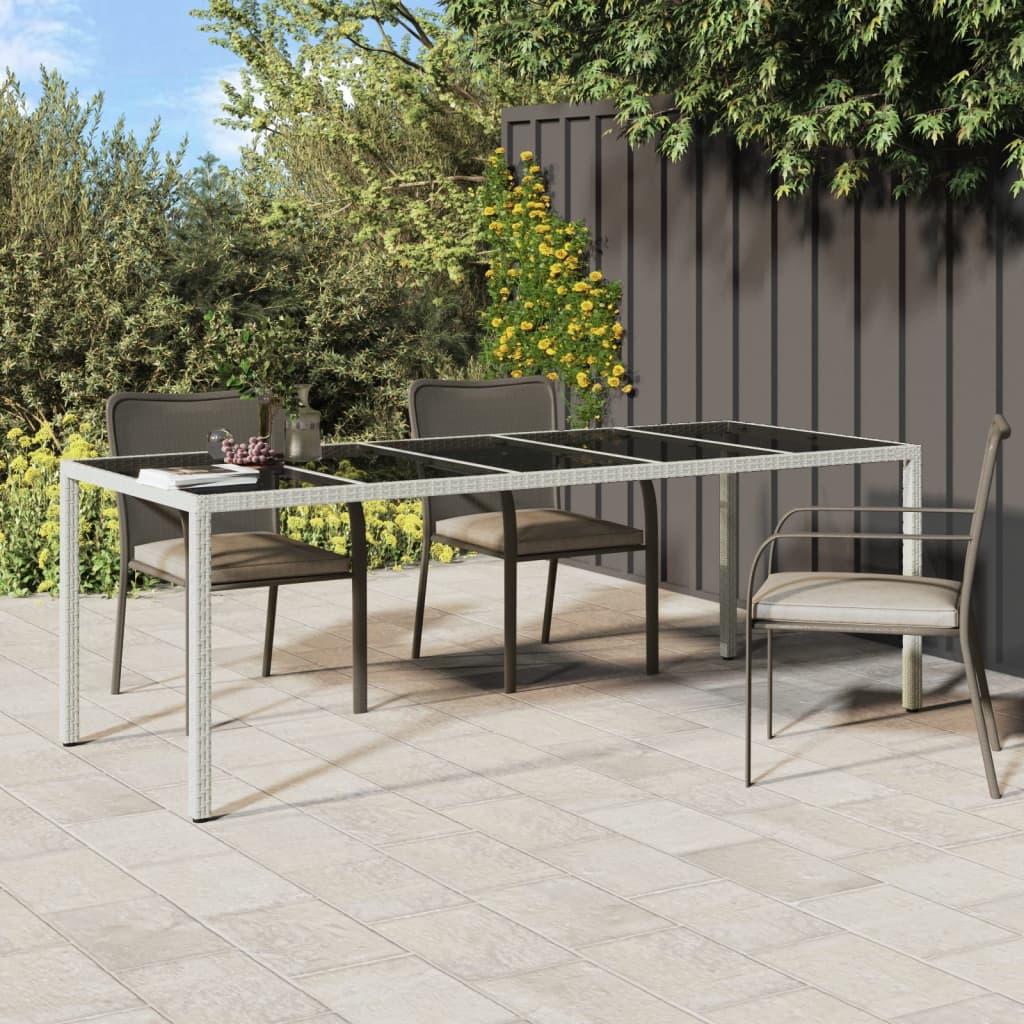Garden Table White 250x100x75 cm Poly Rattan and Tempered Glass - The Home Maker