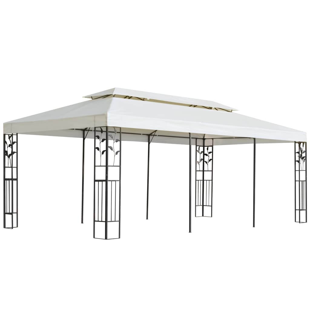 Gazebo with Double Roof White 6x3 m Steel - Decor Base