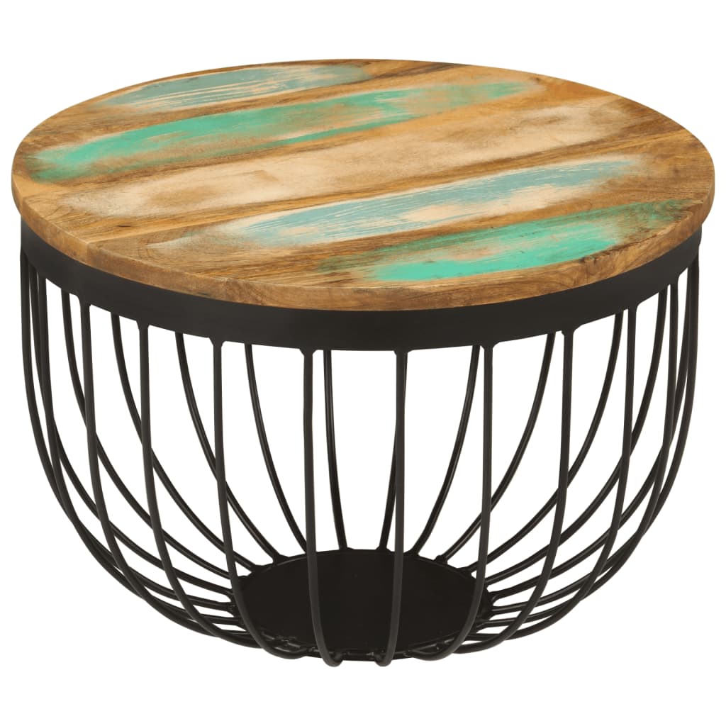 Coffee Table 50x35 cm Solid Wood Reclaimed and Steel - Millennium Furniture