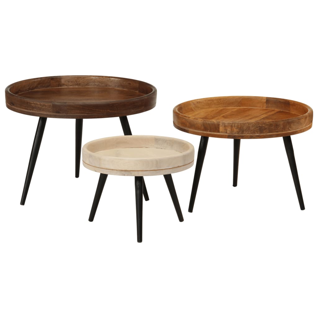 Round Coffee Tables 3 pcs Solid Wood Mango - Design Hut