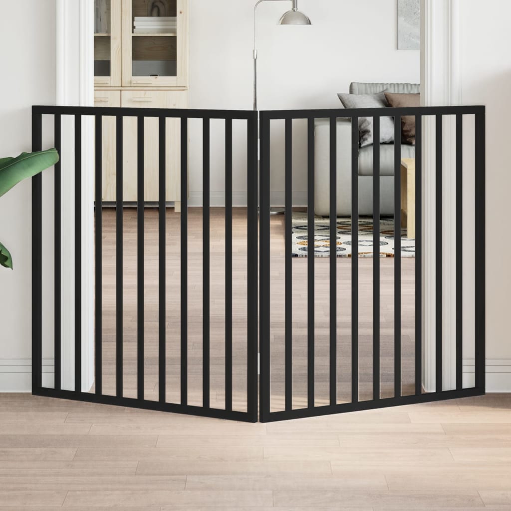Dog Gate Foldable 2 Panels Black 160 cm Poplar Wood - Decor Base