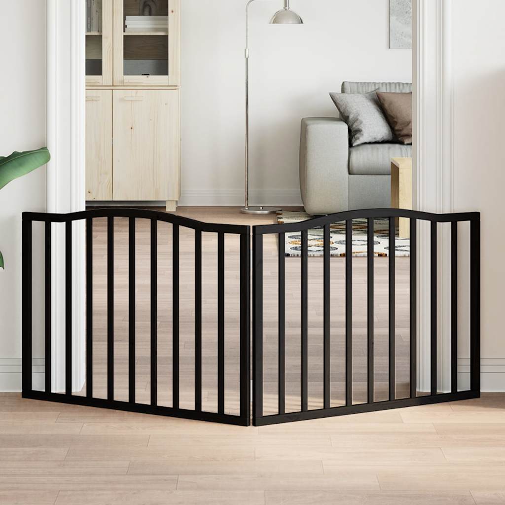 Dog Gate Foldable 2 Panels Black 160 cm Poplar Wood - Merkel Designers