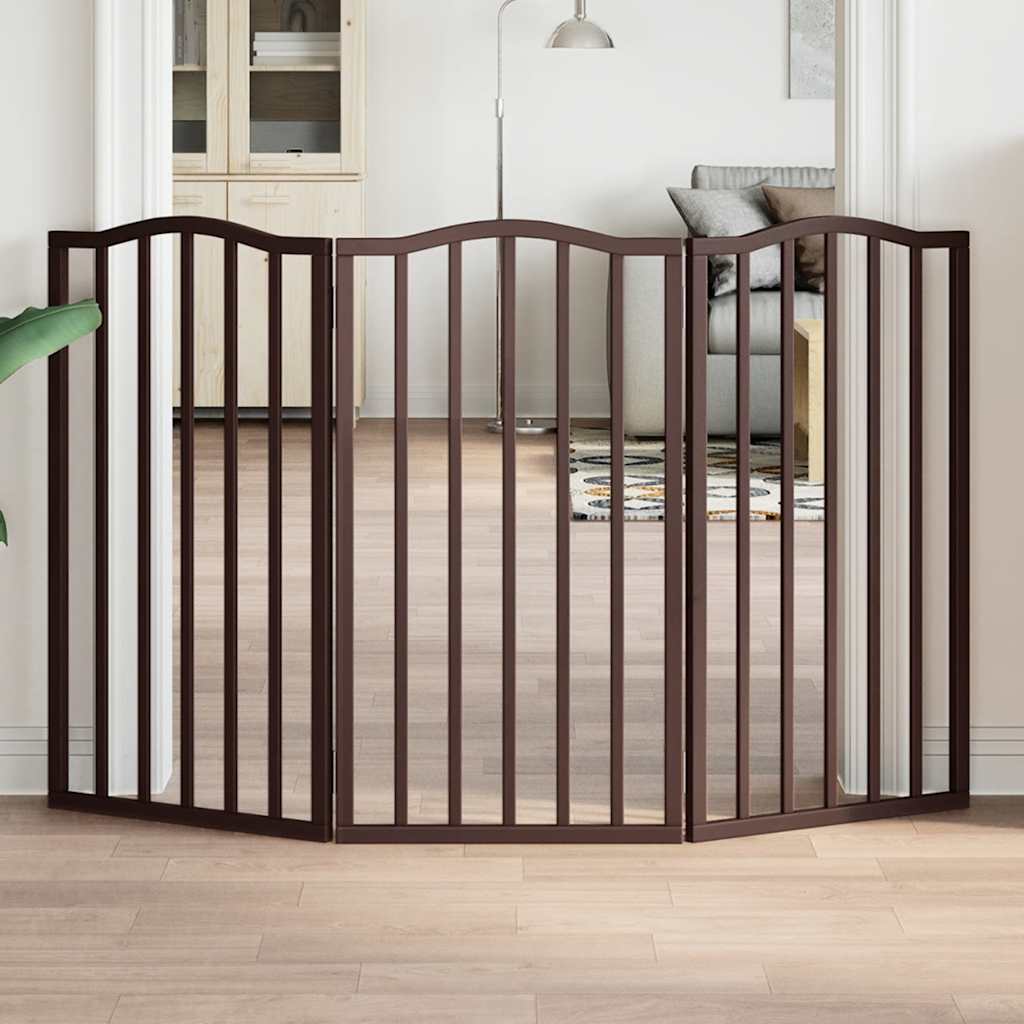 Dog Gate Foldable 3 Panels Brown Oak 150 cm Poplar Wood - Tyrell & Tyrell