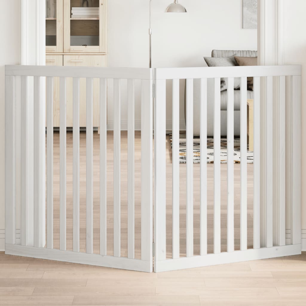 Dog Gate Foldable 2 Panels White 160 cm Poplar Wood - vid-352250 - Direct Imports