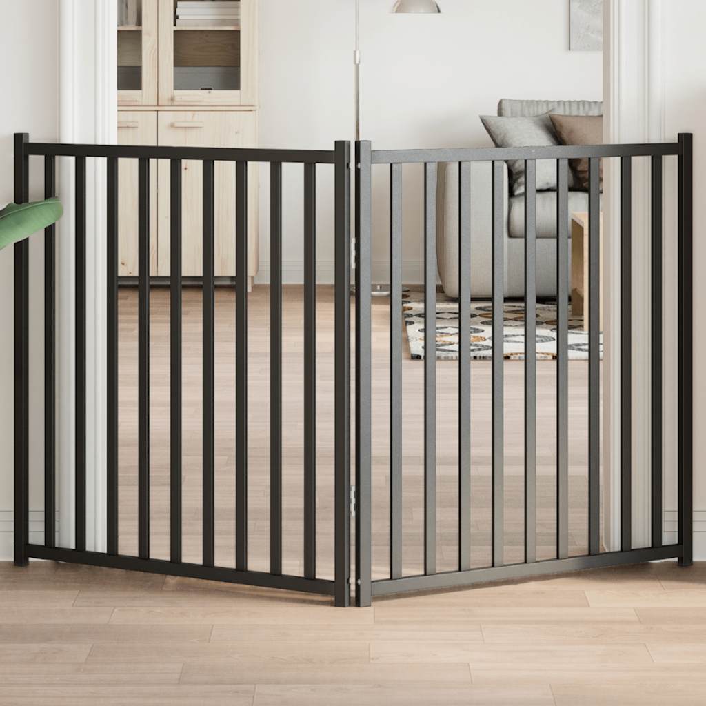 Dog Gate Foldable 2 Panels Black 160 cm Solid Wood Fir - All Things Good