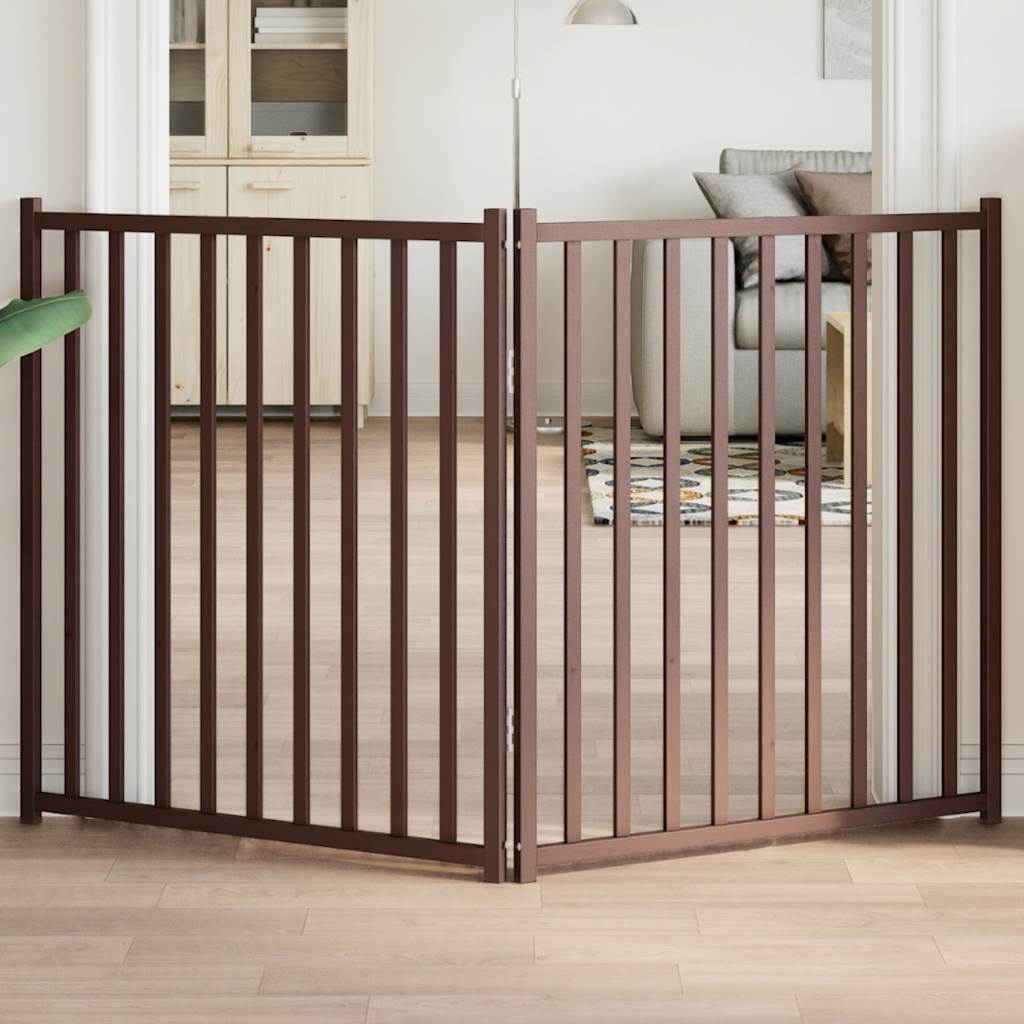 Dog Gate Foldable 2 Panels Brown Oak 160 cm Solid Wood Fir - The Home Maker