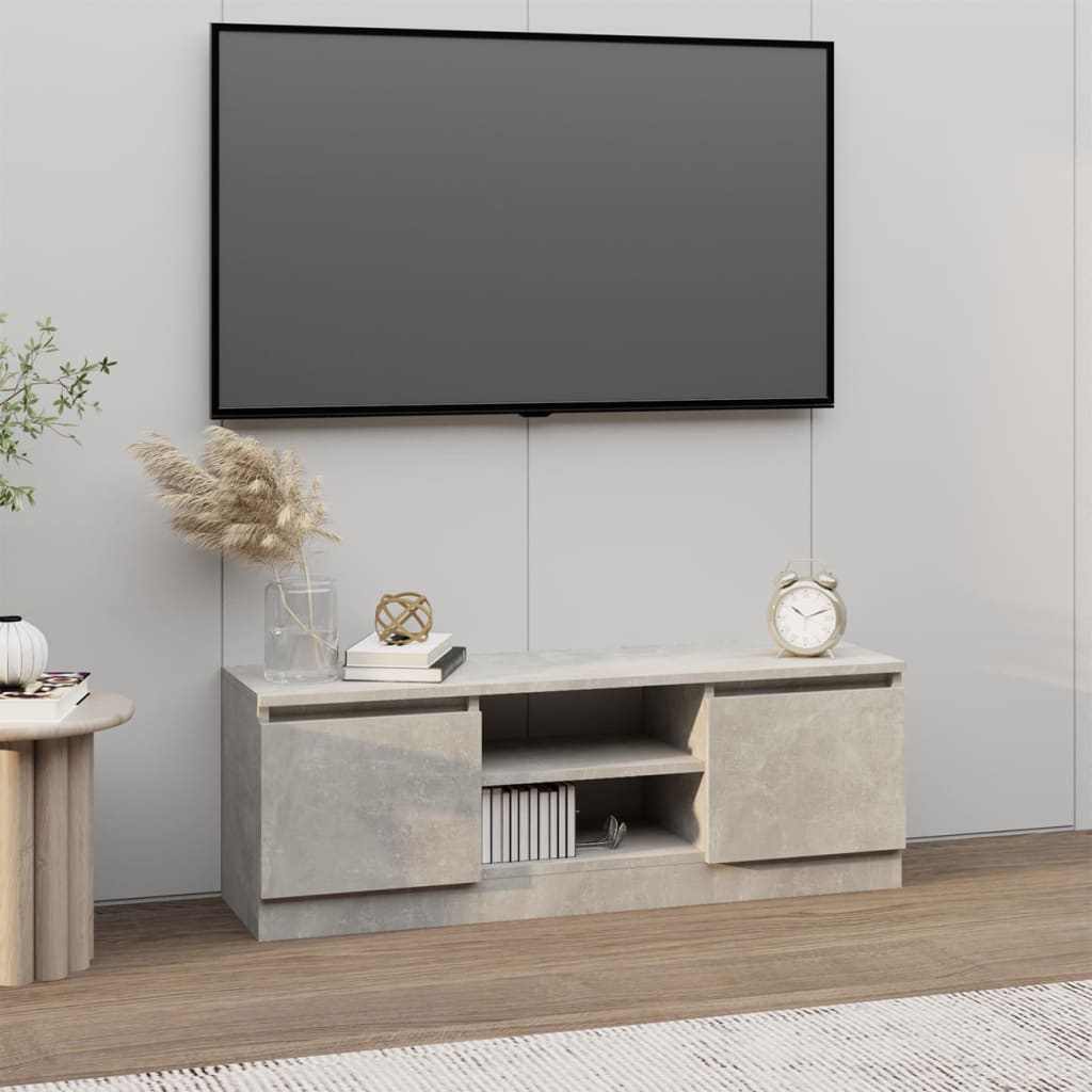 TV Cabinet with Door Concrete Grey 102x30x36 cm - The Home Maker