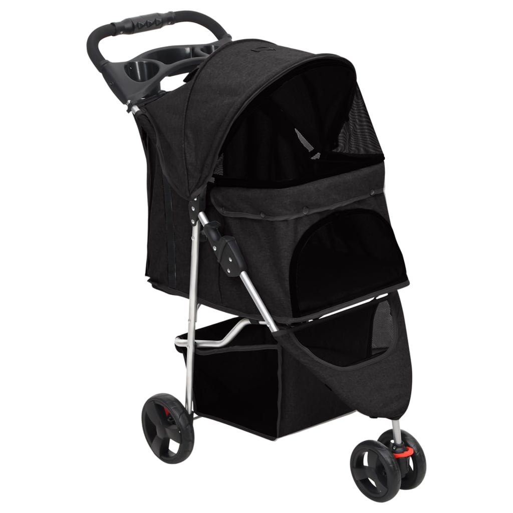 Folding Dog Stroller Black 80x46x98 cm Oxford Fabric - Style and Chic
