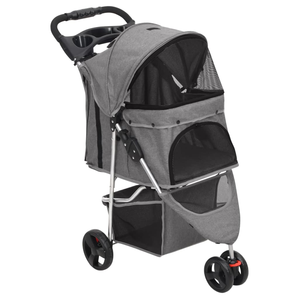 Folding Dog Stroller Grey 80x46x98 cm Oxford Fabric - R and M Furniture