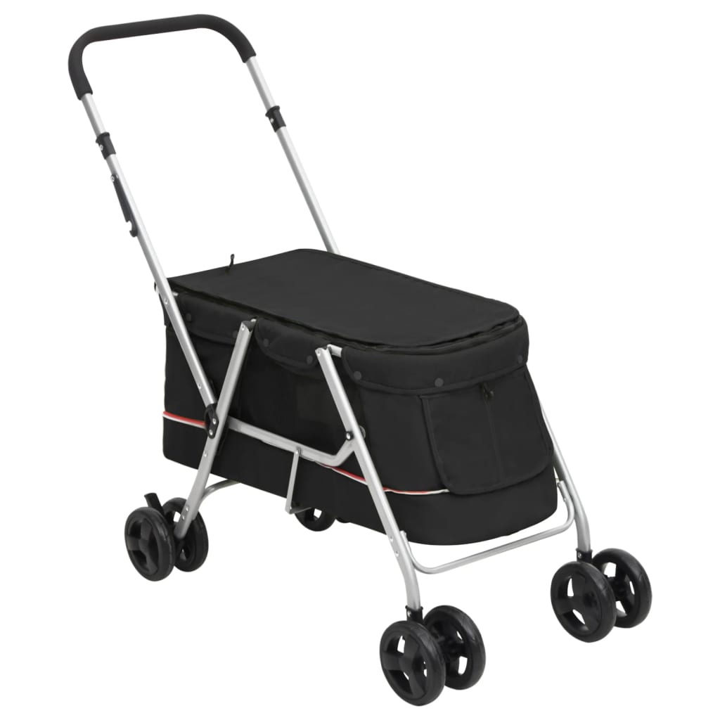 Folding Dog Stroller Black 100x49x96 cm Linen Fabric - Sid & Sam