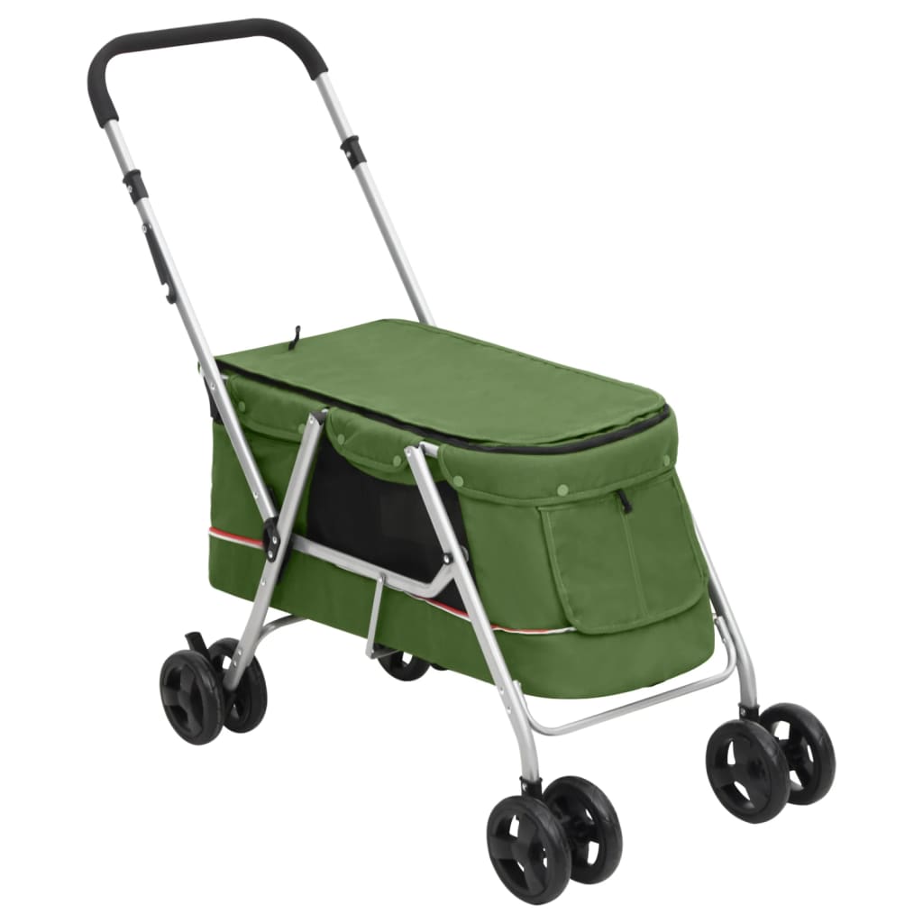 Folding Dog Stroller Green 100x49x96 cm Linen Fabric - R and M Furniture