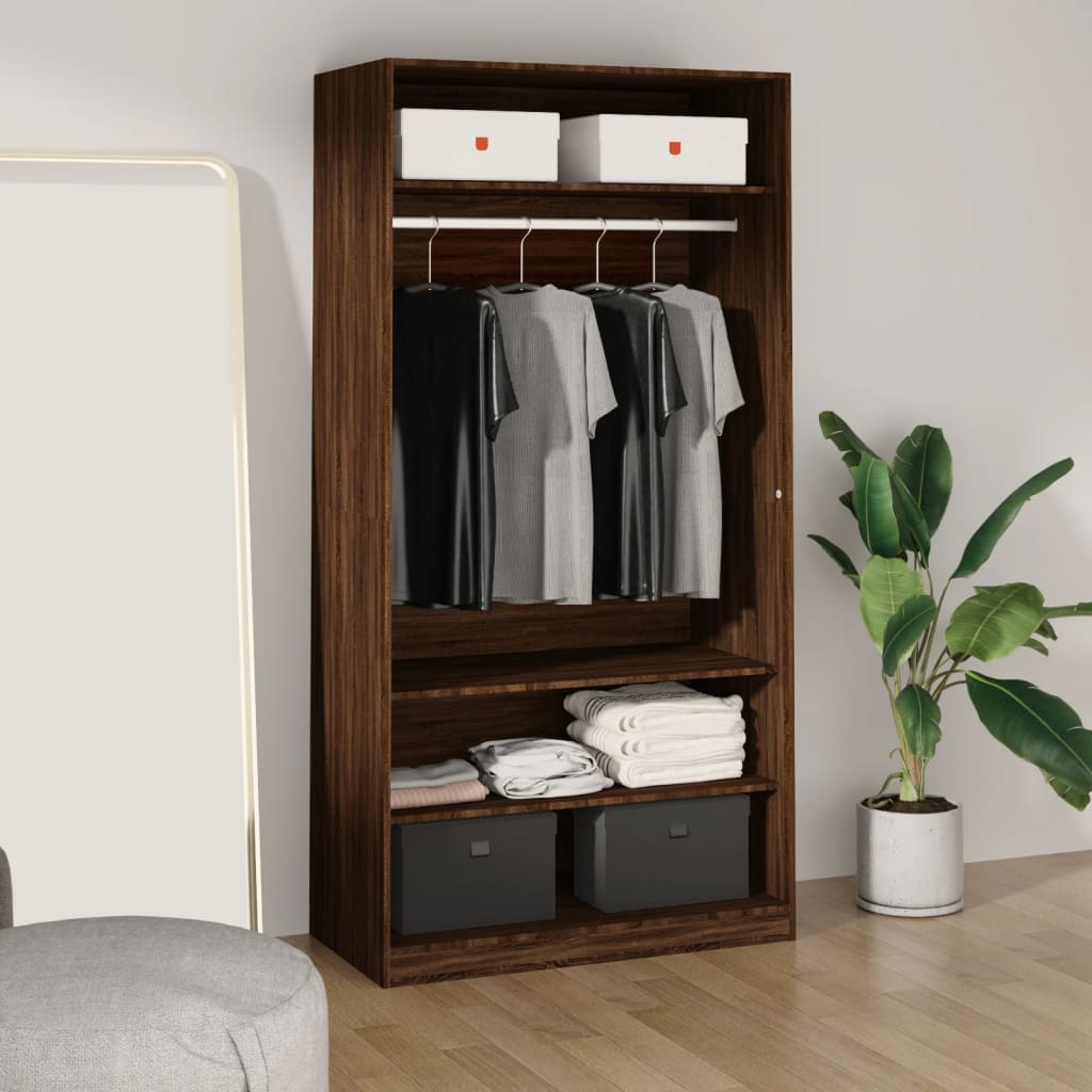 Wardrobe Brown Oak 100x50x200 cm Engineered Wood - All Things Good
