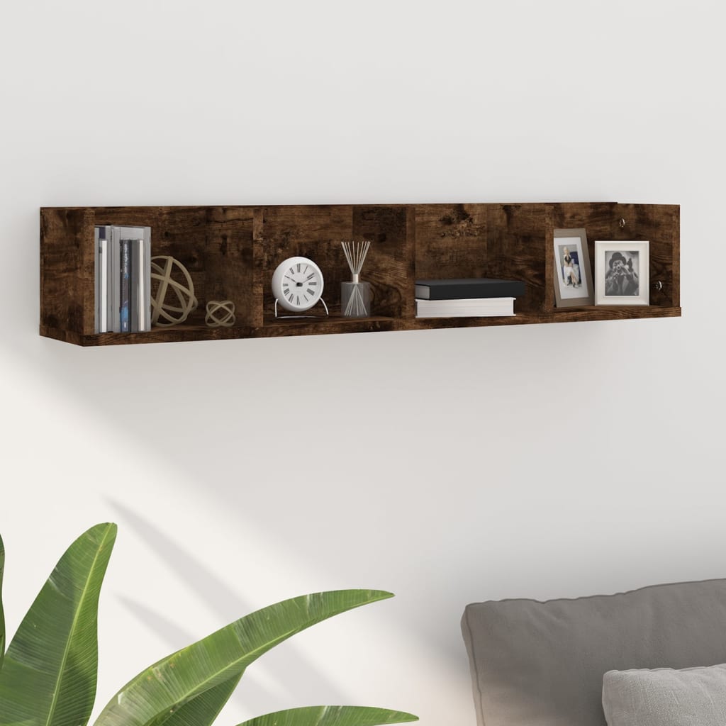 CD Wall Shelf Smoked Oak 100x18x18 cm Engineered Wood - Casper Homes